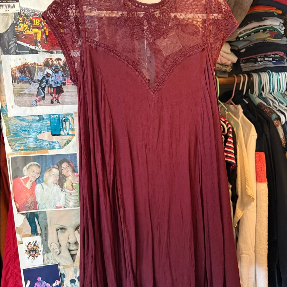 Kimchi Blue Burgundy Lace Maxi Dress